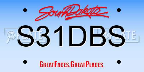 S31DBS South Dakota License Plate