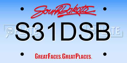S31DSB South Dakota License Plate