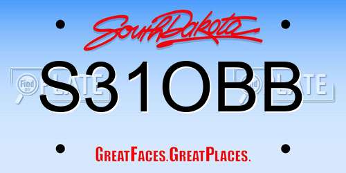 S31OBB South Dakota License Plate