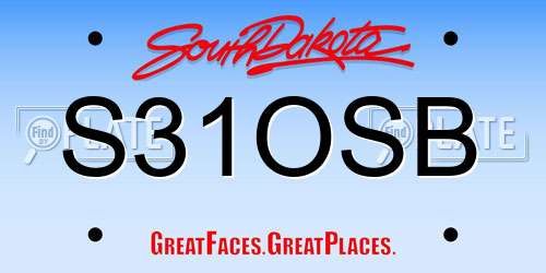 S31OSB South Dakota License Plate