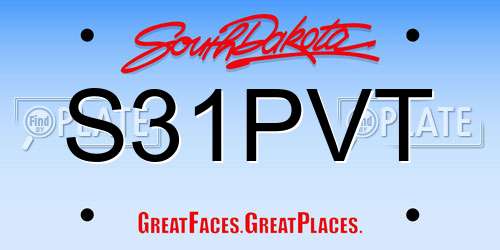 S31PVT South Dakota License Plate