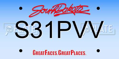 S31PVV South Dakota License Plate