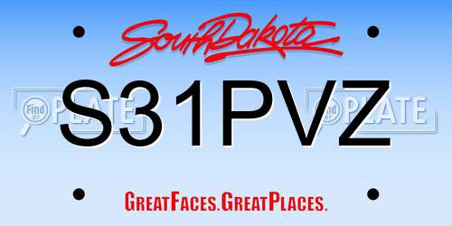 S31PVZ South Dakota License Plate