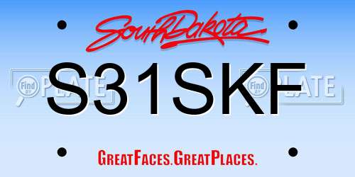 S31SKF South Dakota License Plate