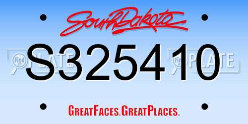 S325410 South Dakota License Plate