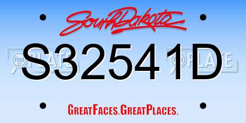 S32541D South Dakota License Plate