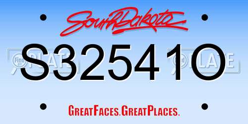 S32541O South Dakota License Plate