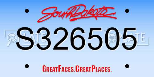 S326505 South Dakota License Plate