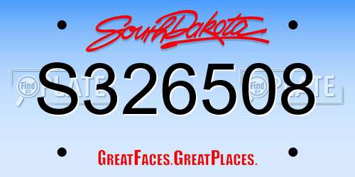 S326508 South Dakota License Plate