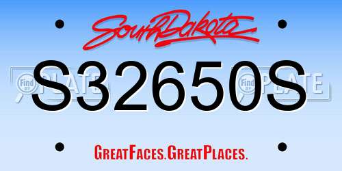 S32650S South Dakota License Plate