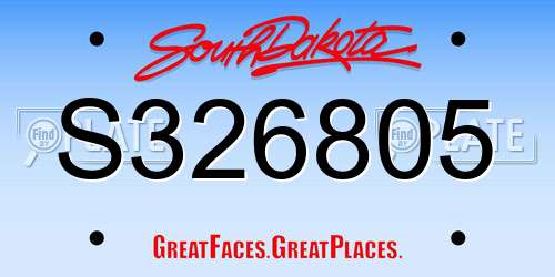 S326805 South Dakota License Plate