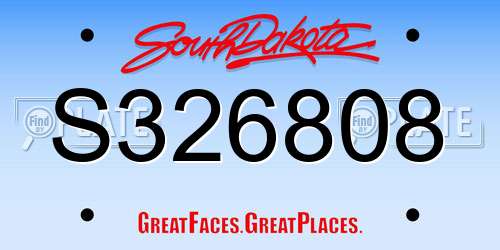 S326808 South Dakota License Plate