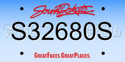 S32680S South Dakota License Plate