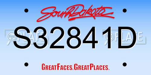 S32841D South Dakota License Plate