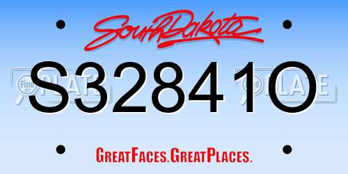 S32841O South Dakota License Plate