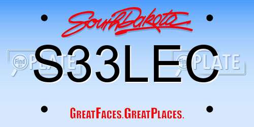 S33LEC South Dakota License Plate
