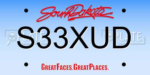 S33XUD South Dakota License Plate