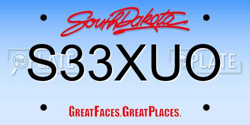 S33XUO South Dakota License Plate