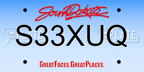 S33XUQ South Dakota License Plate