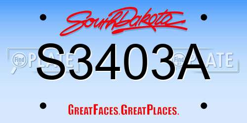 S3403A South Dakota License Plate