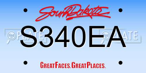 S340EA South Dakota License Plate