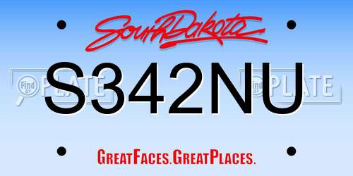 S342NU South Dakota License Plate