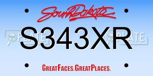S343XR South Dakota License Plate