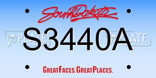 S3440A South Dakota License Plate
