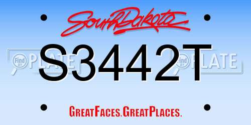 S3442T South Dakota License Plate