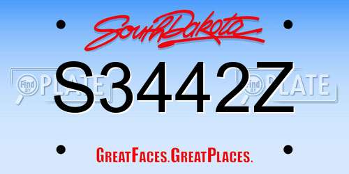 S3442Z South Dakota License Plate