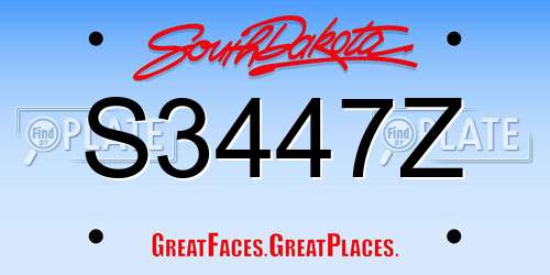 S3447Z South Dakota License Plate