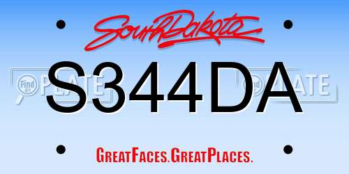 S344DA South Dakota License Plate