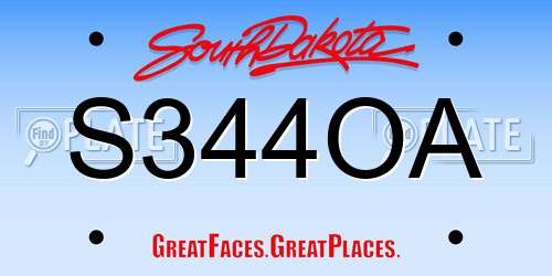 S344OA South Dakota License Plate