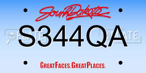 S344QA South Dakota License Plate