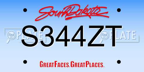 S344ZT South Dakota License Plate