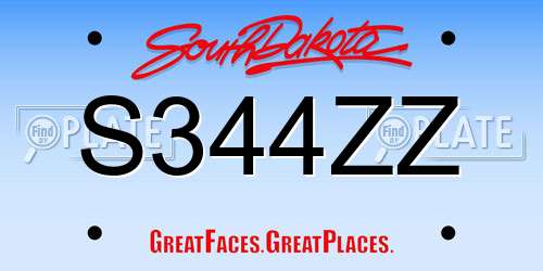 S344ZZ South Dakota License Plate