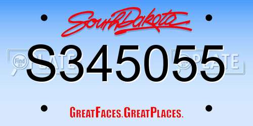 S345055 South Dakota License Plate