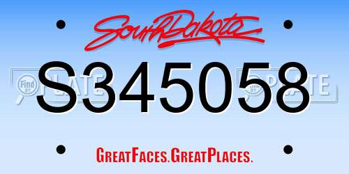 S345058 South Dakota License Plate
