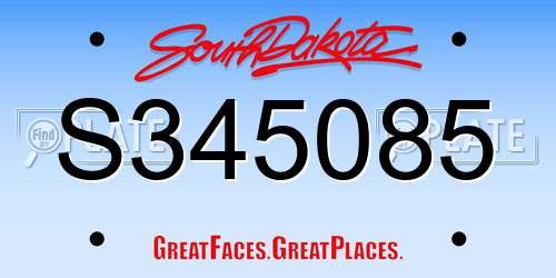 S345085 South Dakota License Plate