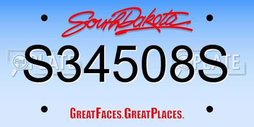 S34508S South Dakota License Plate