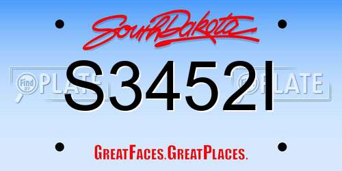 S3452I South Dakota License Plate