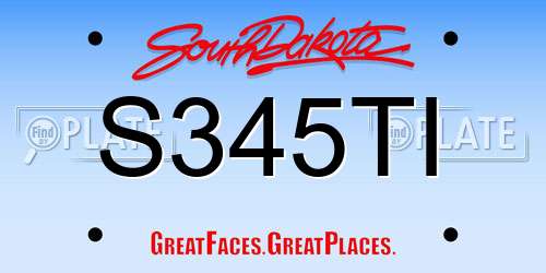 S345TI South Dakota License Plate