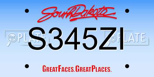 S345ZI South Dakota License Plate