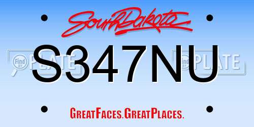 S347NU South Dakota License Plate