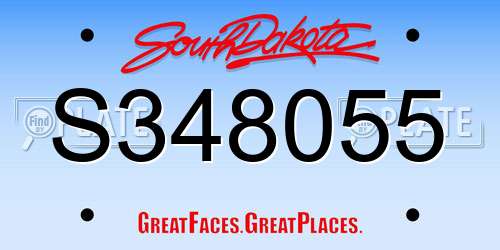 S348055 South Dakota License Plate