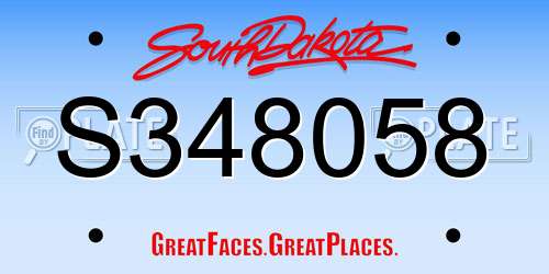 S348058 South Dakota License Plate