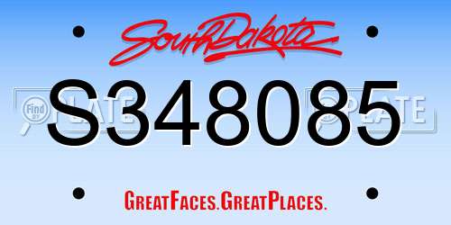 S348085 South Dakota License Plate