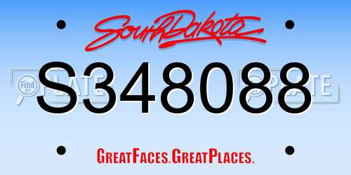 S348088 South Dakota License Plate
