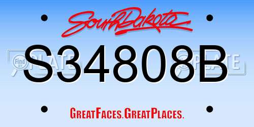 S34808B South Dakota License Plate