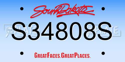 S34808S South Dakota License Plate